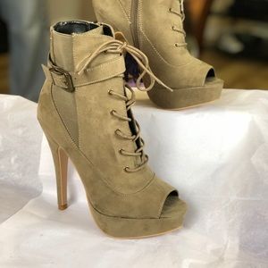 Women’s gray heel booties “NEVER WORN”